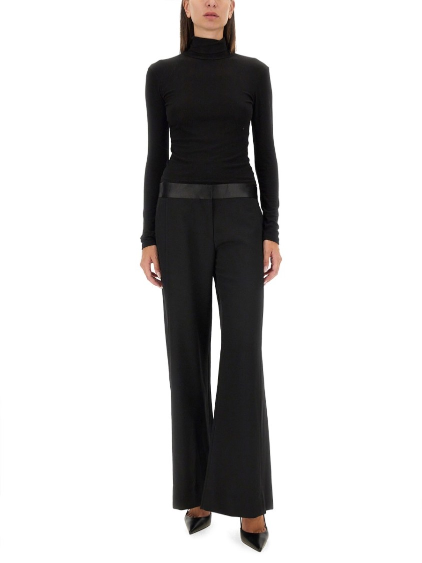 Victoria Beckham Side Panel Wool-blend Wide-leg Pants In Black