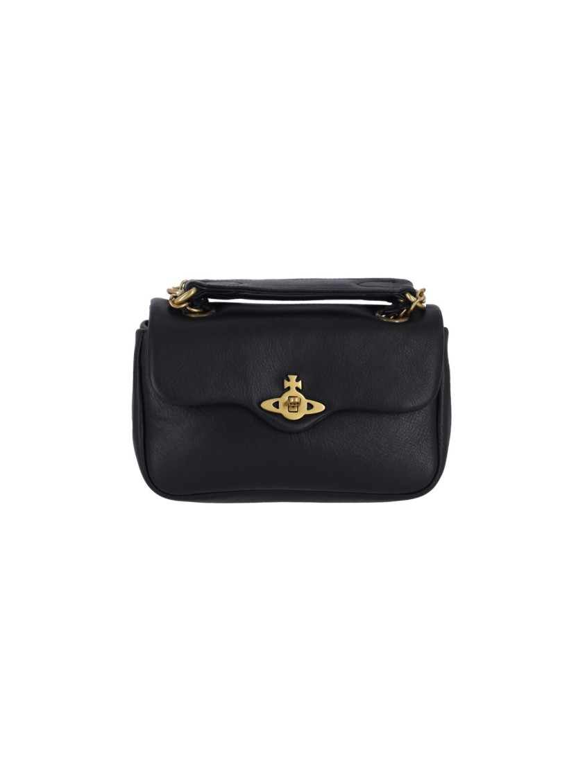 Vivienne Westwood Structured Leather Shoulder Bag With Gold-tone Accents