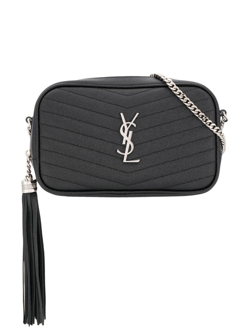 Saint Laurent Quilted Calf Leather Mini Bag In Gray