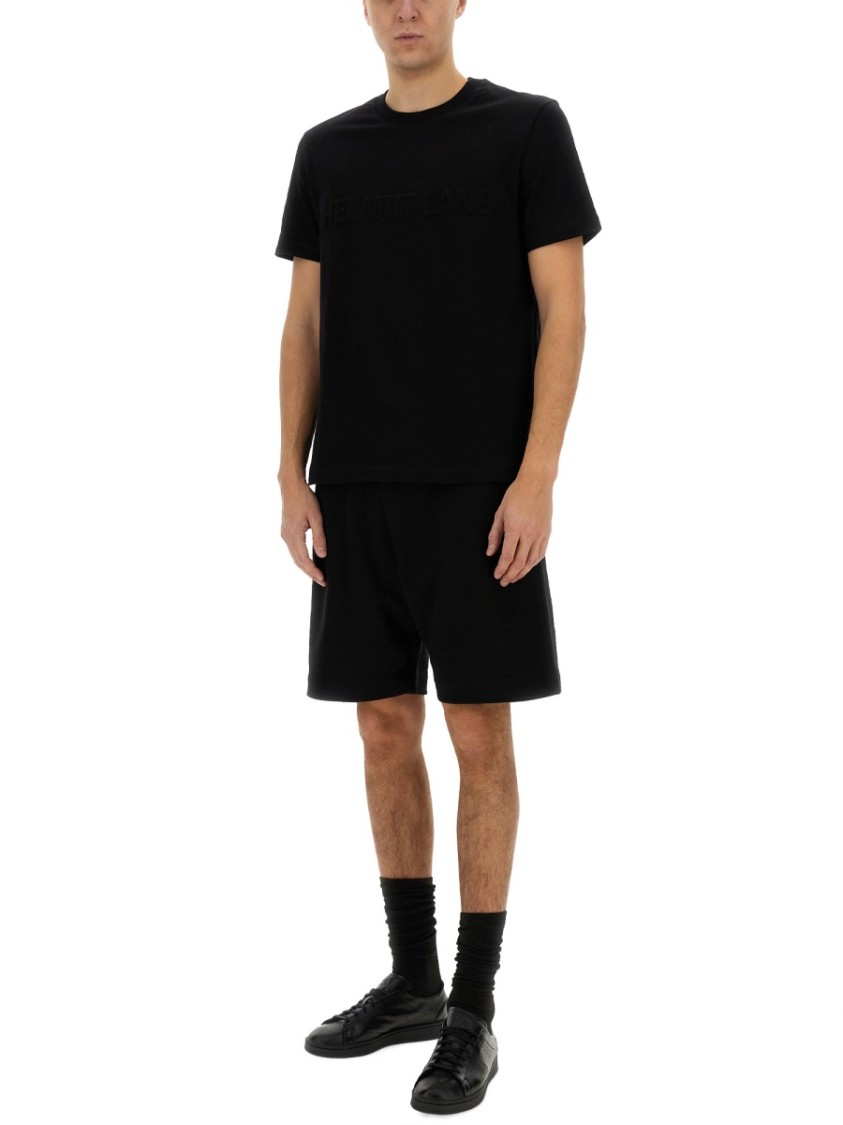 Shop Helmut Lang Embossed Logo T-shirt In Black