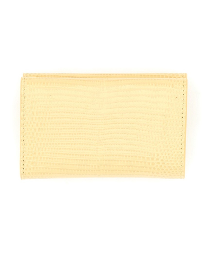 Jil Sander "baby" Textured Leather Wallet In Yellow