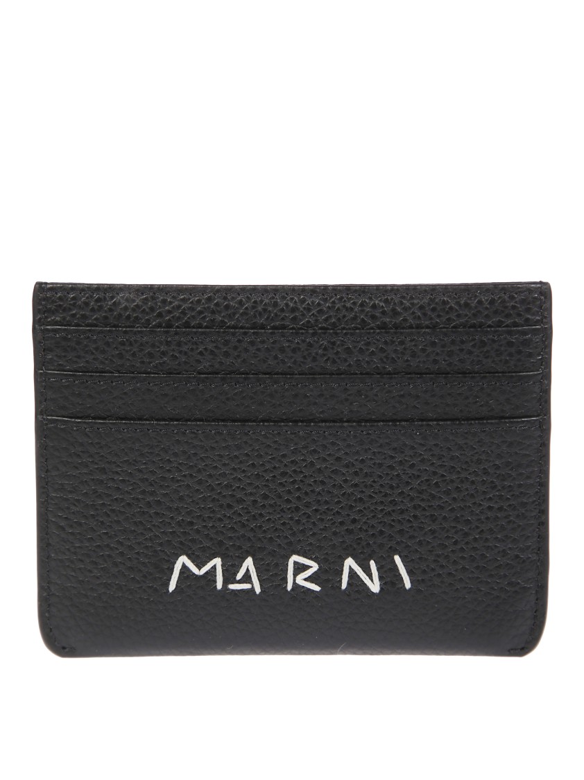 Marni Textured Black Wallet With Bold Logo