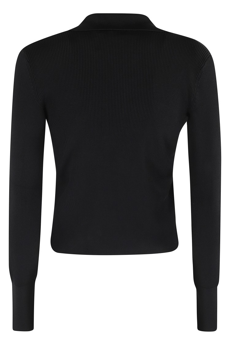 Iro Fitted Long-sleeve Top With Deep V-neckline In Black