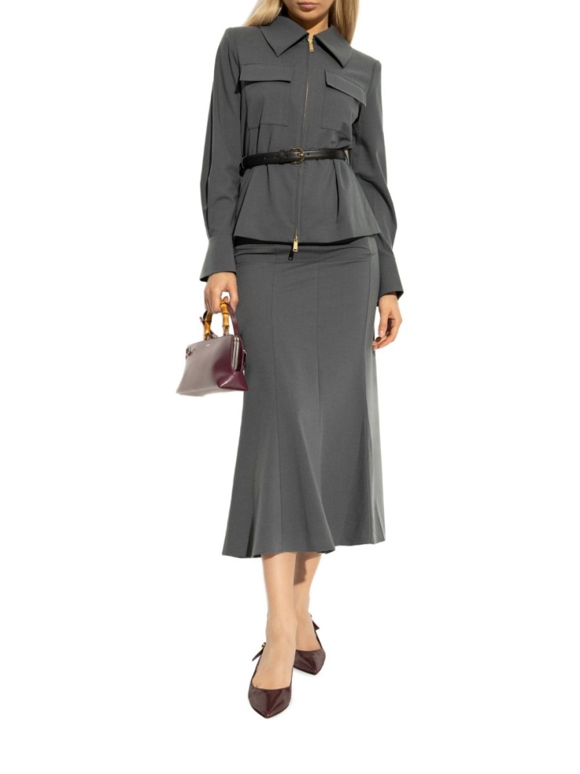 Self-portrait Long Sleeve Dress In Gray