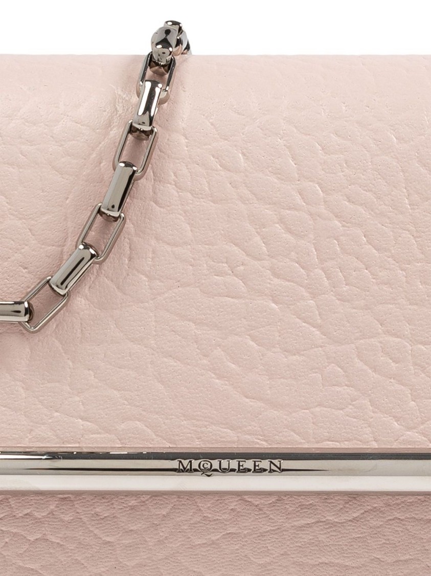 Alexander Mcqueen Lambskin Crossbody Bag With Metal Bar Accent In Pink