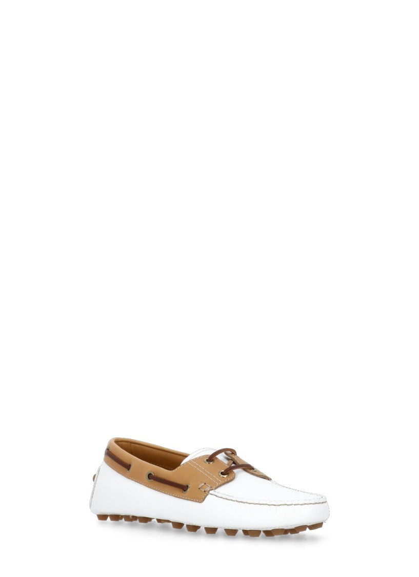 Shop Tod's White Leather Loafers