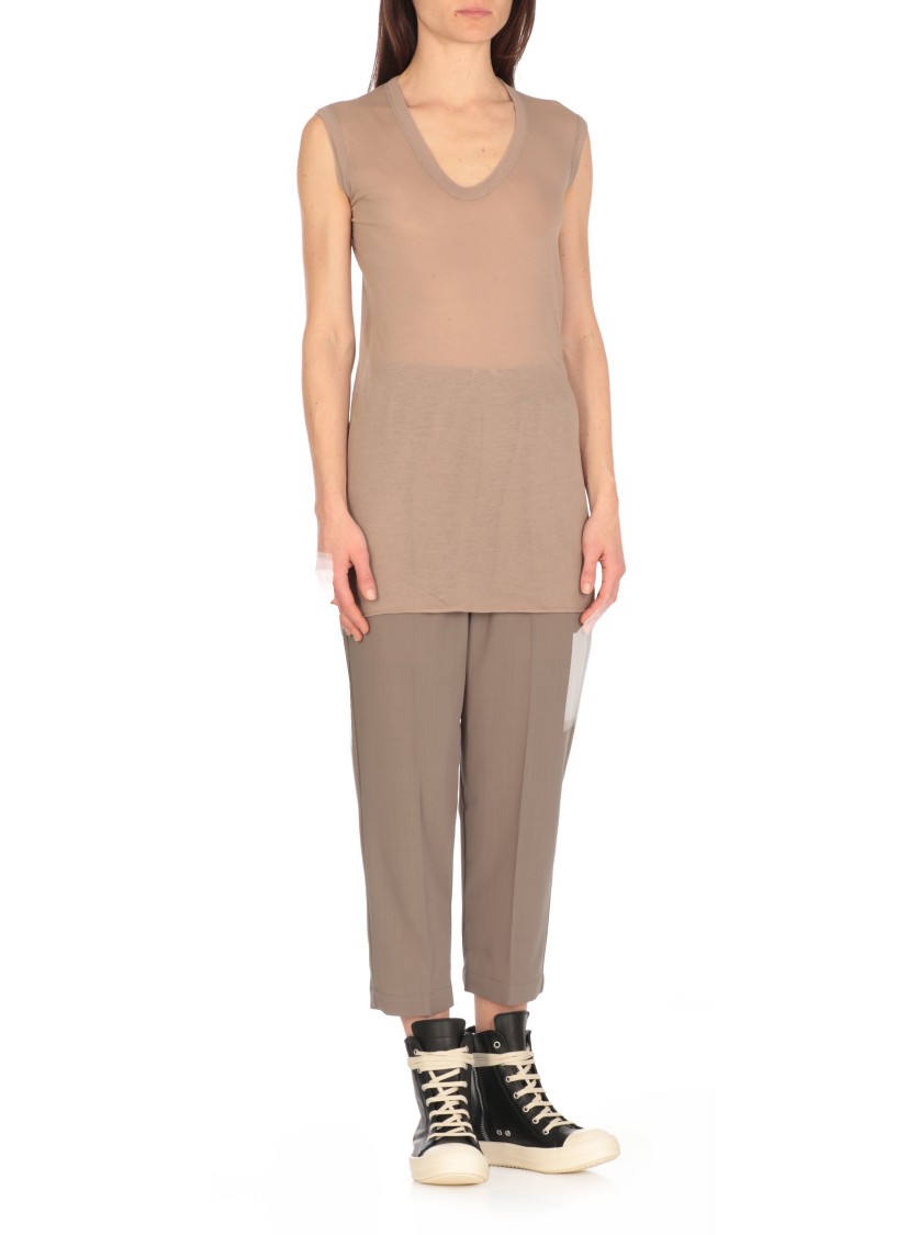 Rick Owens Beige Cotton Sleeveless Top In Neutrals
