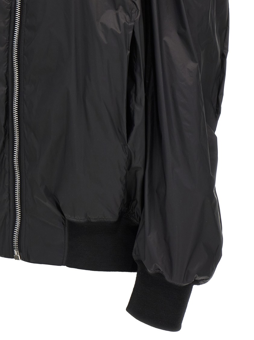 Rick Owens Lightweight Nylon Jacket With Ribbed Knit Details In Black