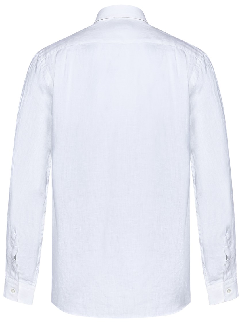Vilebrequin White Linen Shirt With Turtle Embroidery In White