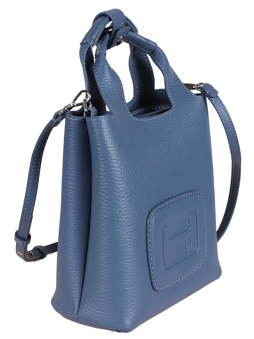 Hogan Structured Leather H Bag In Blue