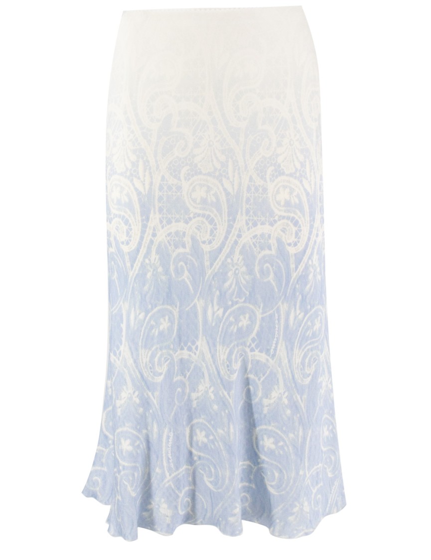 ERMANNO FIRENZE ERMANNO FIRENZE REFINED LONGUETTE SKIRT WITH INTRICATE LOGO PATTERN