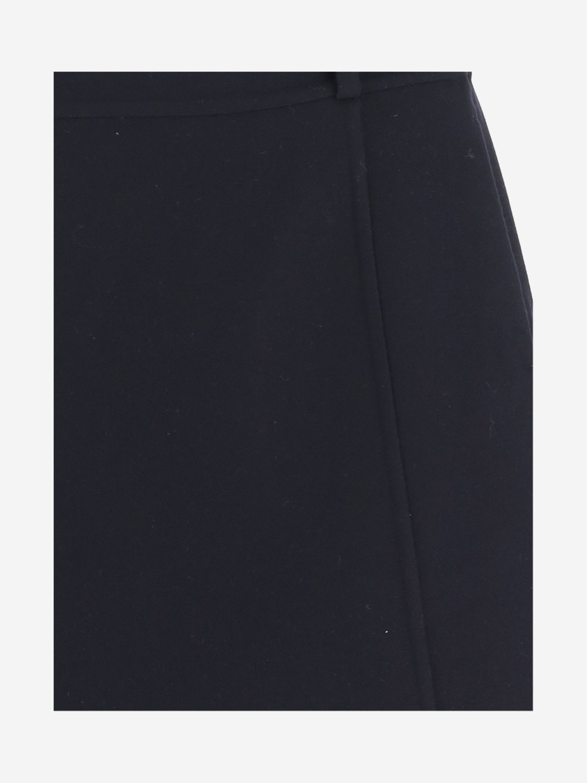 Jil Sander Structured Wool Skirt With Belt Loops In Black