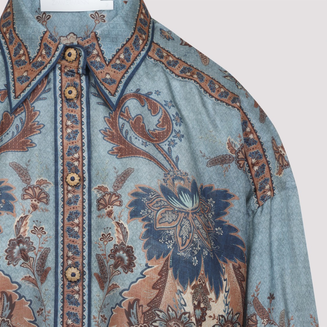 Shop Zimmermann Ascension Blue Silk Shirt
