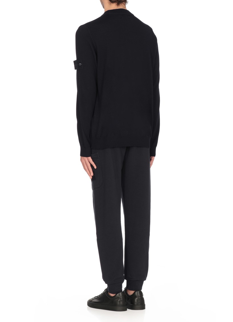 Shop Stone Island Dark Wool Sweater In Black