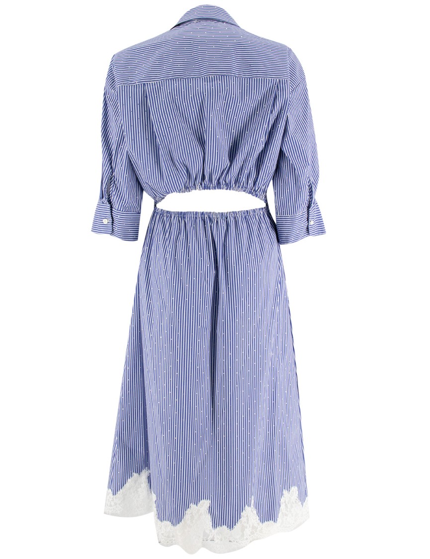 Ermanno Firenze Button-up Dress With Embroidery And Lace Inserts