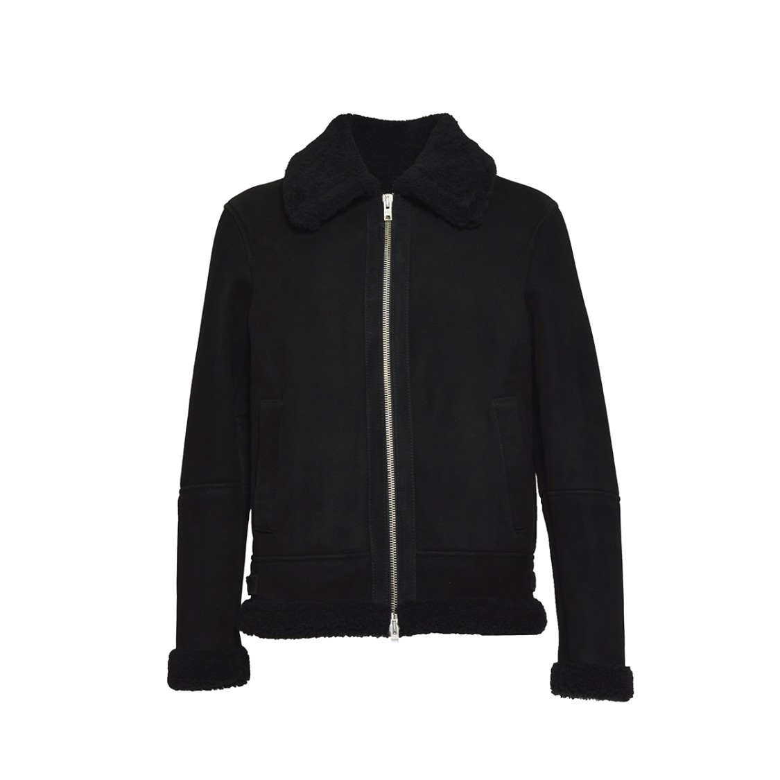 Dfour Black Suede Shearling Jacket