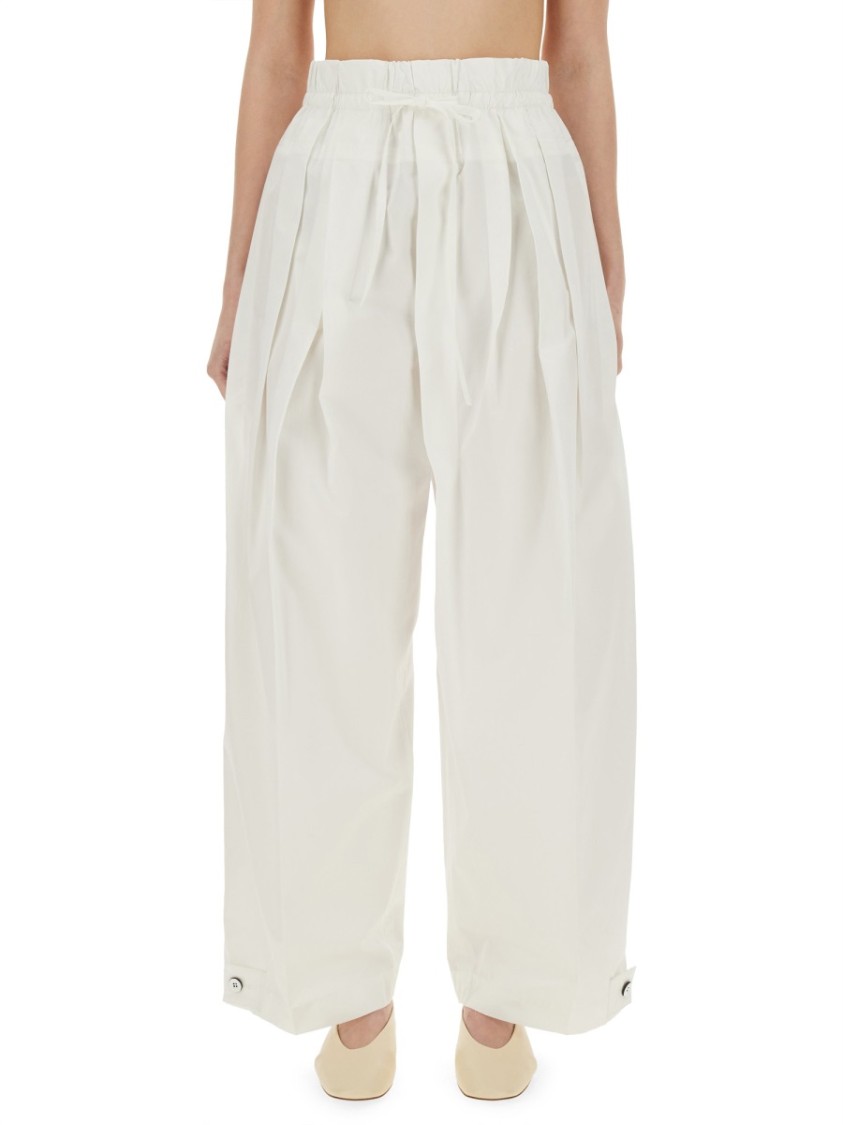 Jil Sander Elasticated Waistband Pleated Trousers In White