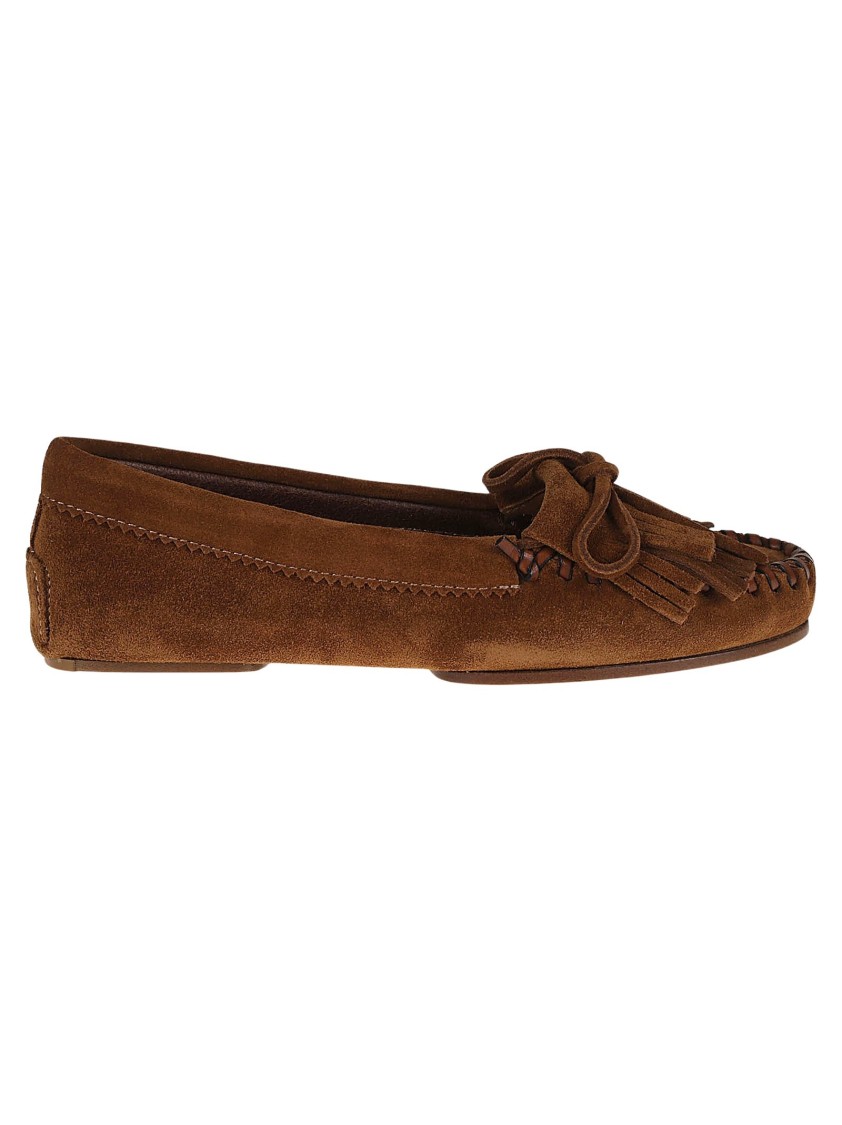 Shop Paris Texas Brown Suede Loafers With Stylish Fringes