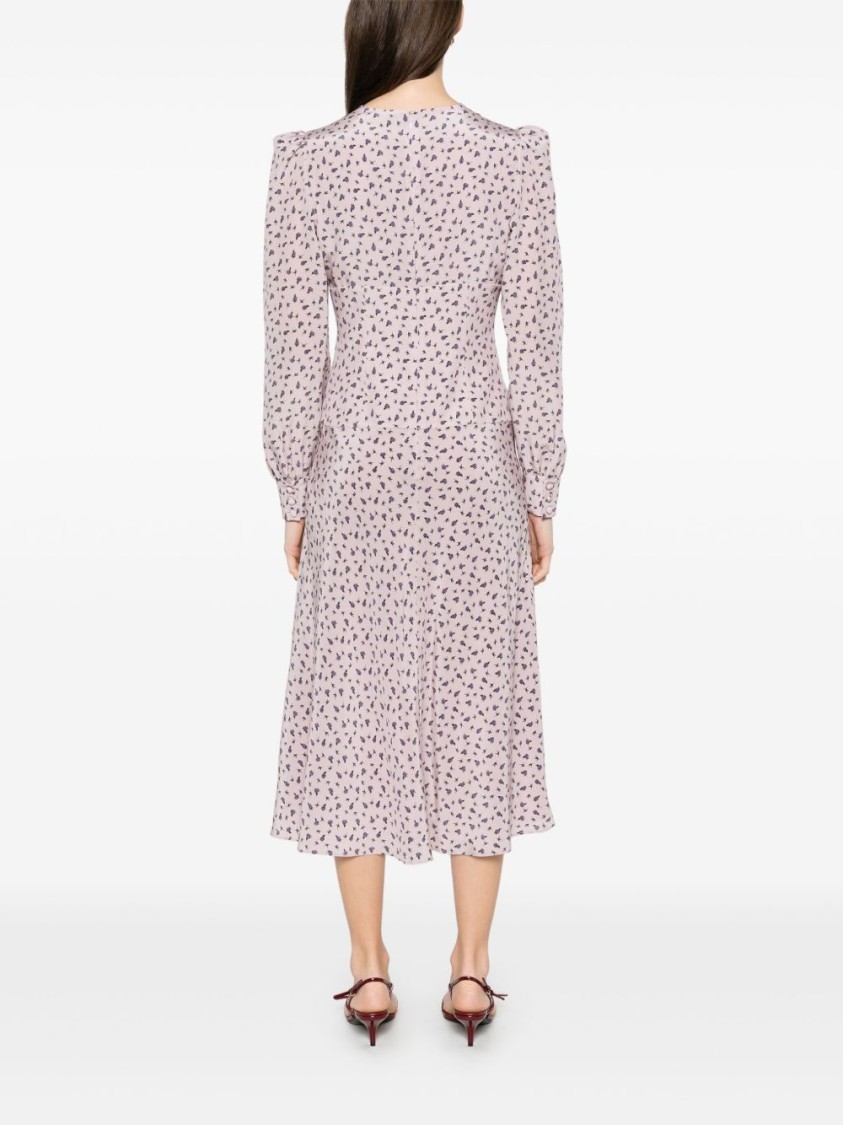 Alessandra Rich Floral Print Midi Dress With Lace Detailing In Multi