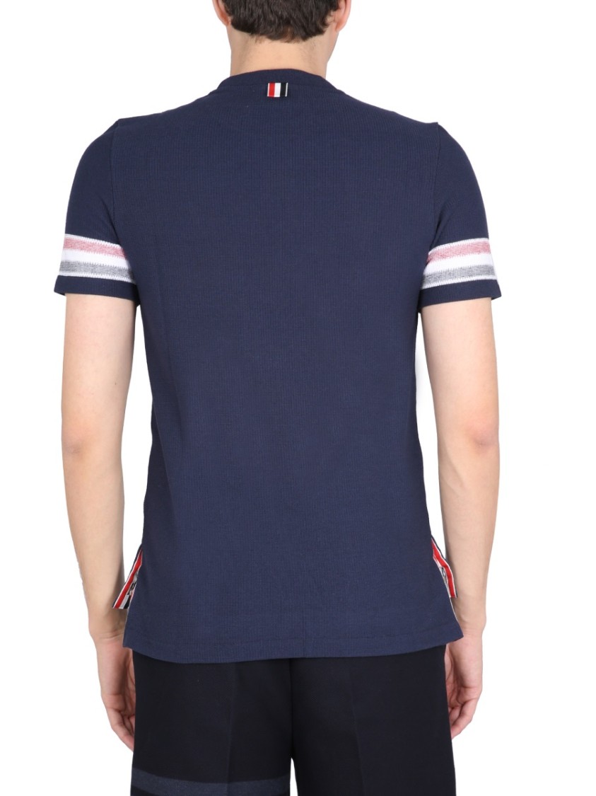 Thom Browne Striped Crewneck T-shirt In Blue