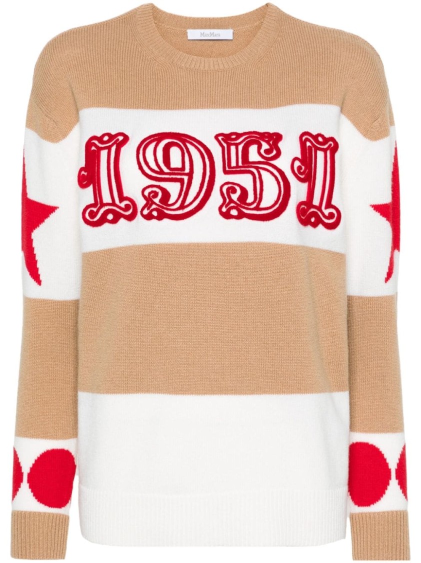 Max Mara Light Brown Dirce 1951-motif Striped Jumper In Brown
