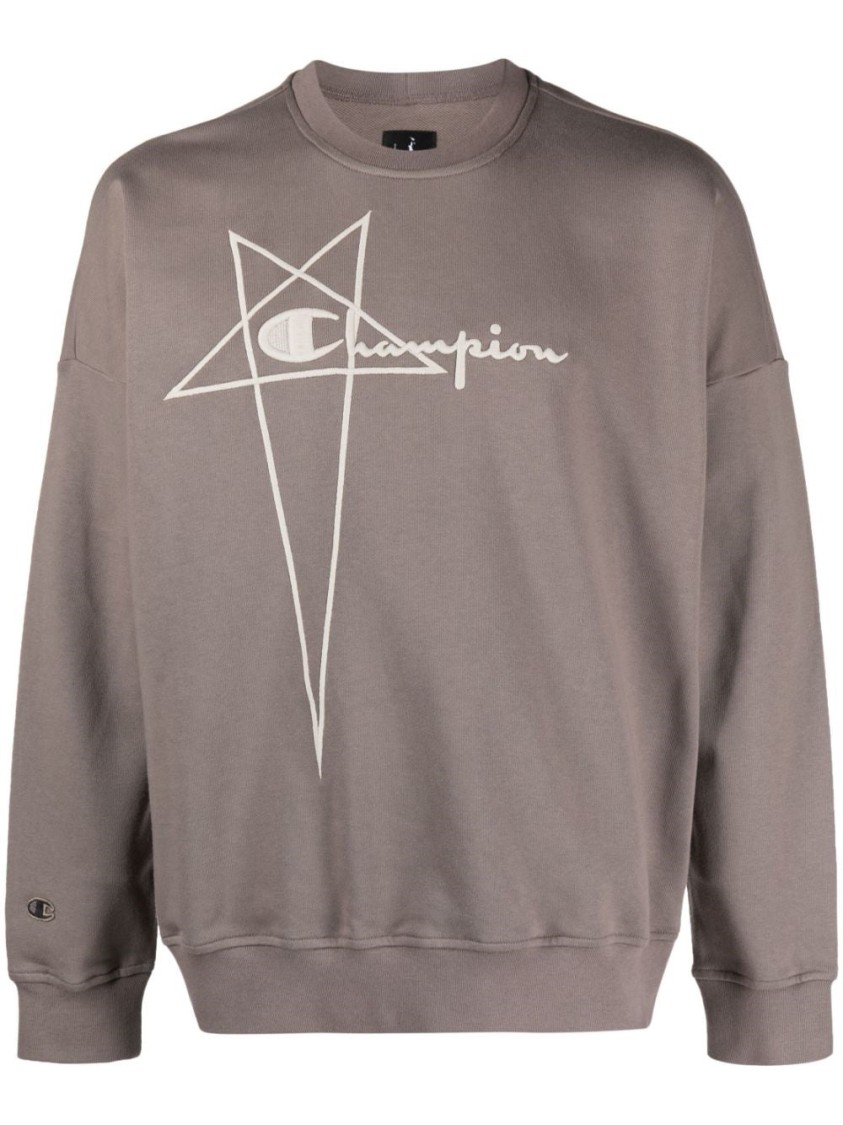 パーカー・フーディ Rick Owens X Champion Relaxed Fit Brown Pullover With Iconic Rick Owens X Champion Relaxed Fit Brown Pullover With Iconic