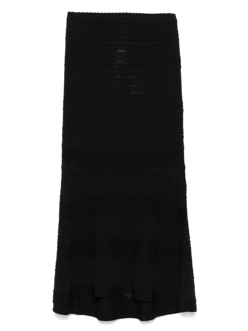 Twinset Twin-set Textured Flared Skirt In A Soft Viscose-polyamide Blend