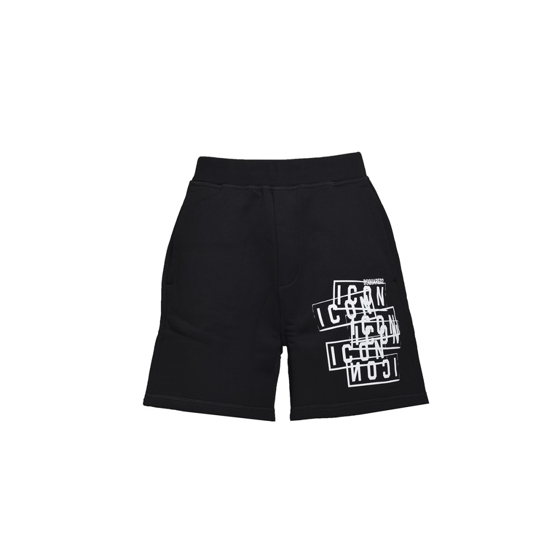 Dsquared2 Black Bermuda Shorts With Icon Logo Print In Cotton Man In Black