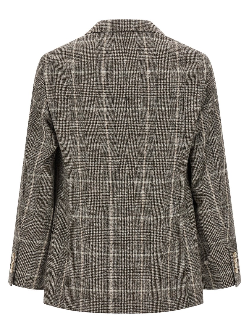 Brunello Cucinelli Cavallo Prince Of Wales-check Blazer In Gray