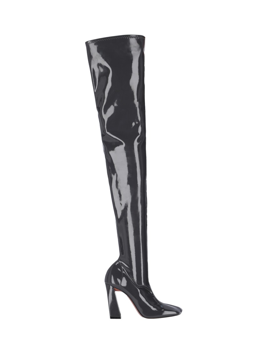 Shop Amina Muaddi "marine" High Boots