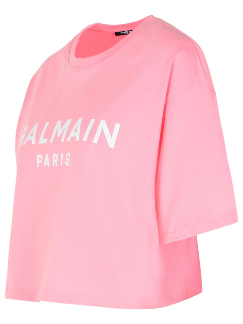 Shop Balmain Pink Cotton Top