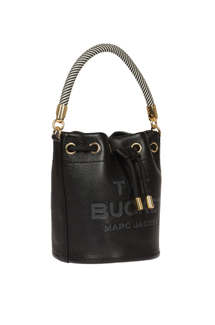 Marc Jacobs Textured Leather Bucket Bag With Drawstring Closure In Black