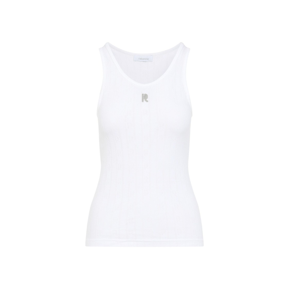 Shop Rabanne Fitted Ribbed Cotton Tank Top In White