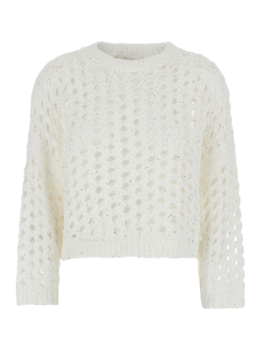 Antonelli Campanellino' White Crewneck Knit Sweater