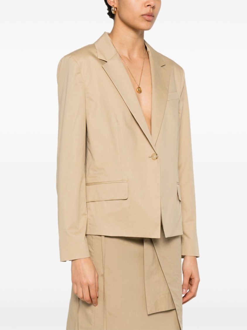 Hugo Boss Light Brown Cotton Blazer With Structured Shoulder Pads In Brown