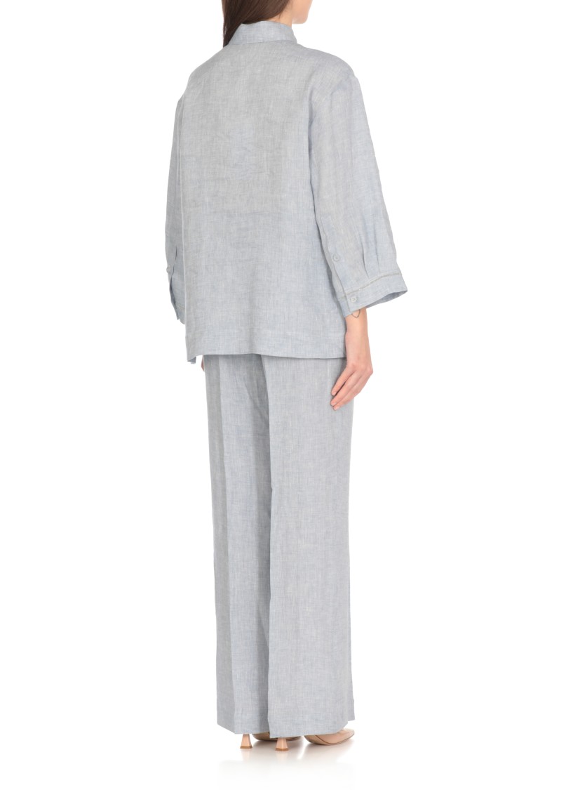 Shop Peserico Light Blue Linen Shirt
