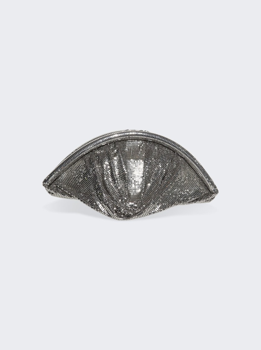 Shop Rabanne Mesh Pochette Large Evening Clutch Silver