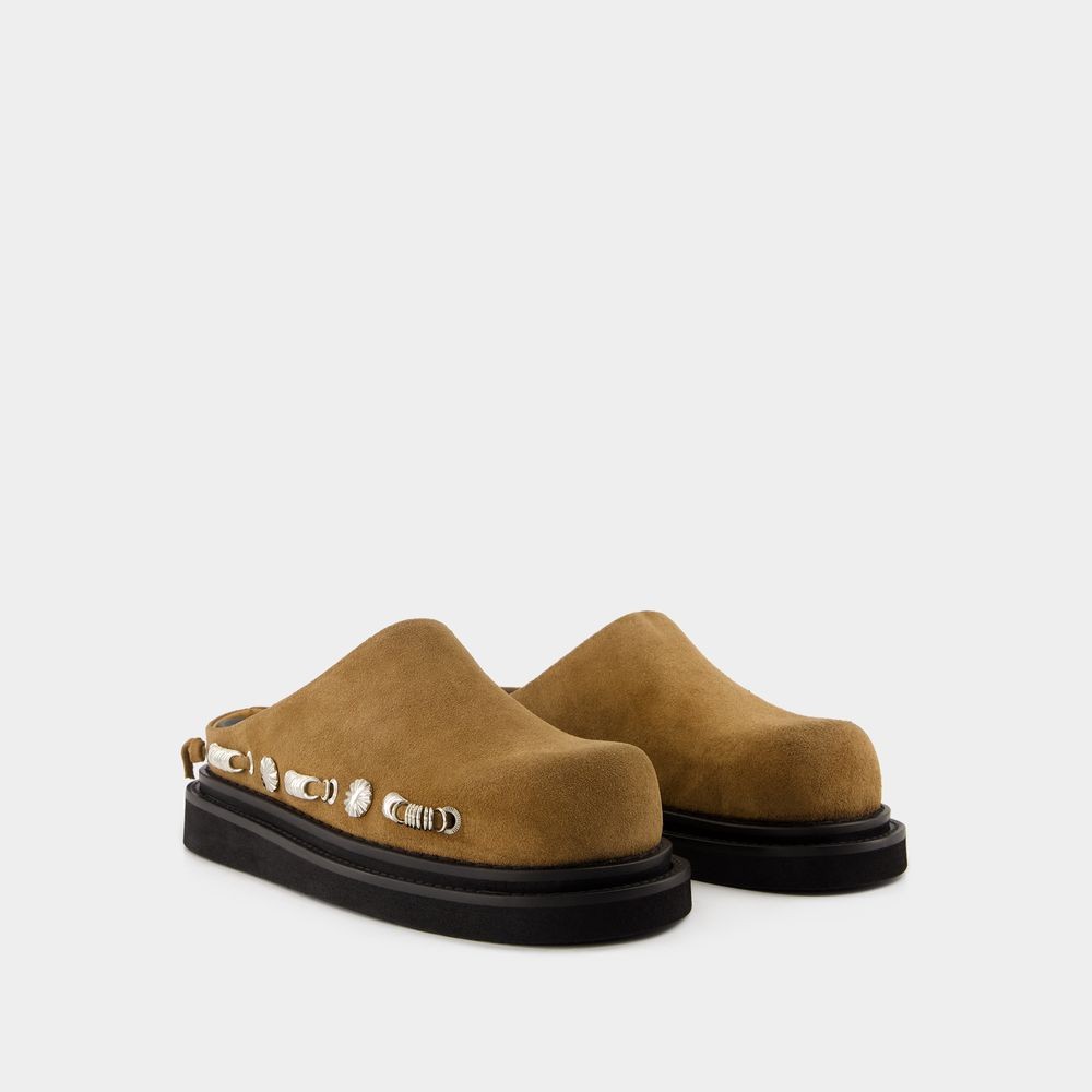 Shop Toga Pulla Slip-on Sandals With Calfskin Upper In Brown