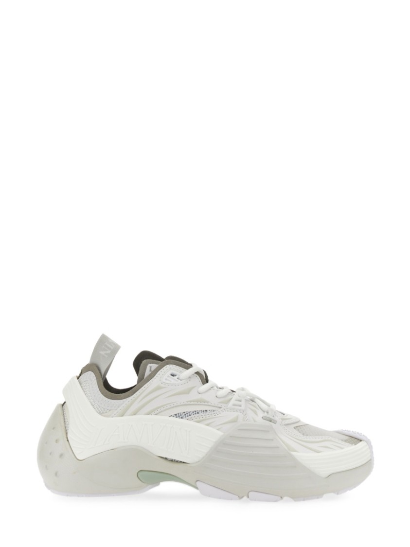 Shop Lanvin Flash-x Mesh Upper Sneakers With Textured Panels In White