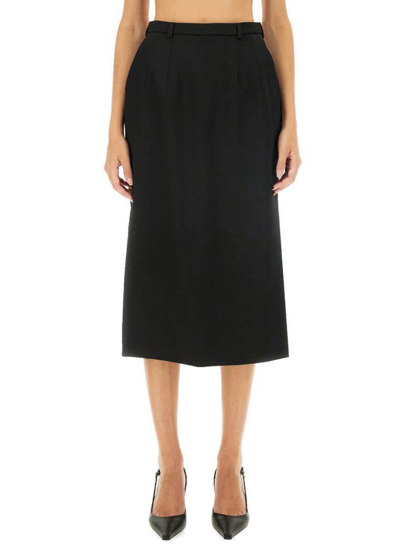 Dolce & Gabbana Gabardine Virgin-wool Midi Skirt In Black