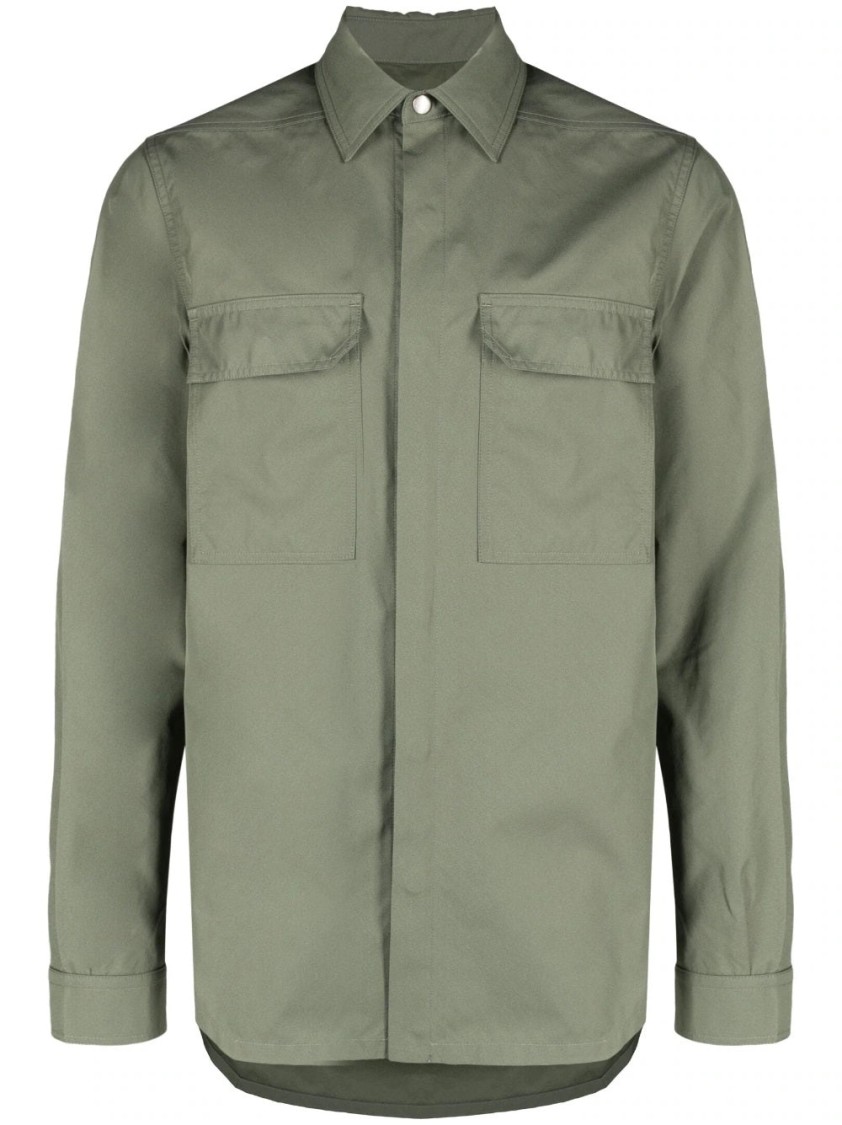 Rick Owens Structured Leather Jacket With Button-down Front In Gray
