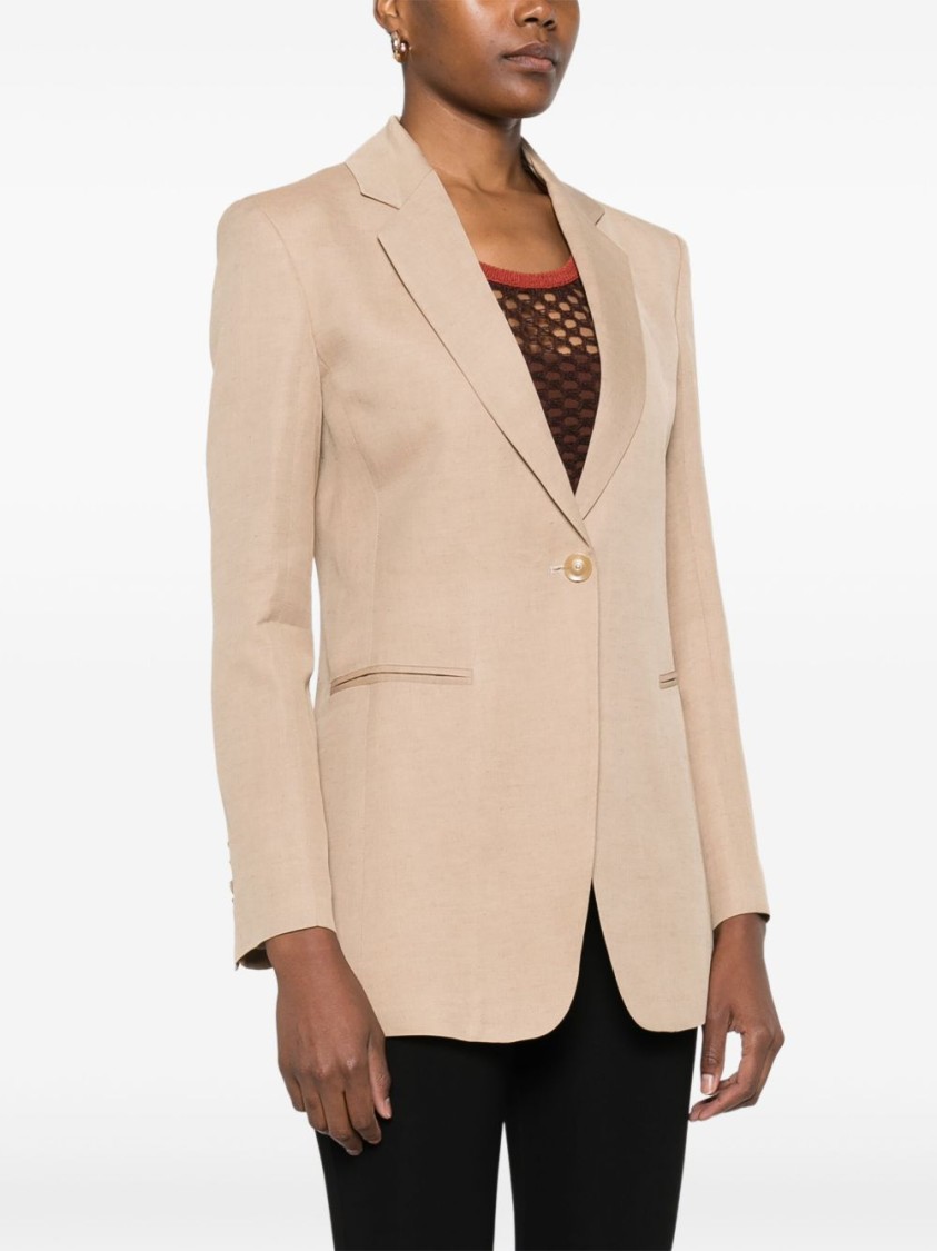 Shop Dondup Tailored Beige Blazer With Notched Lapels In Neutrals