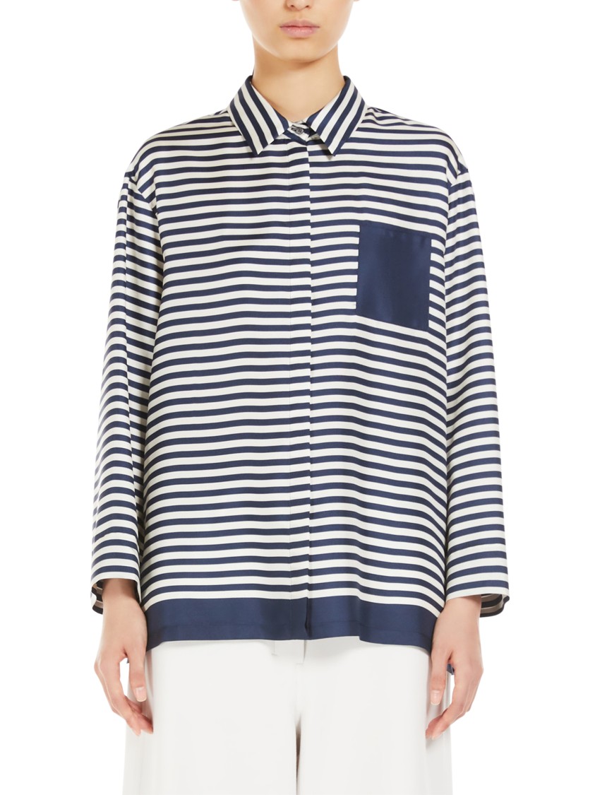 Max Mara Relaxed Fit Striped Shirt In Blue