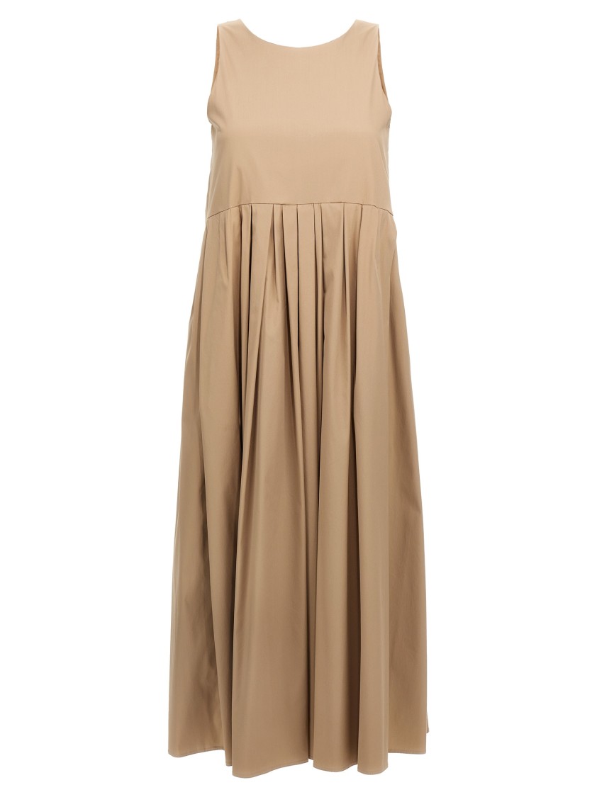 Max Mara Round Neck Sleeveless Dress In Brown