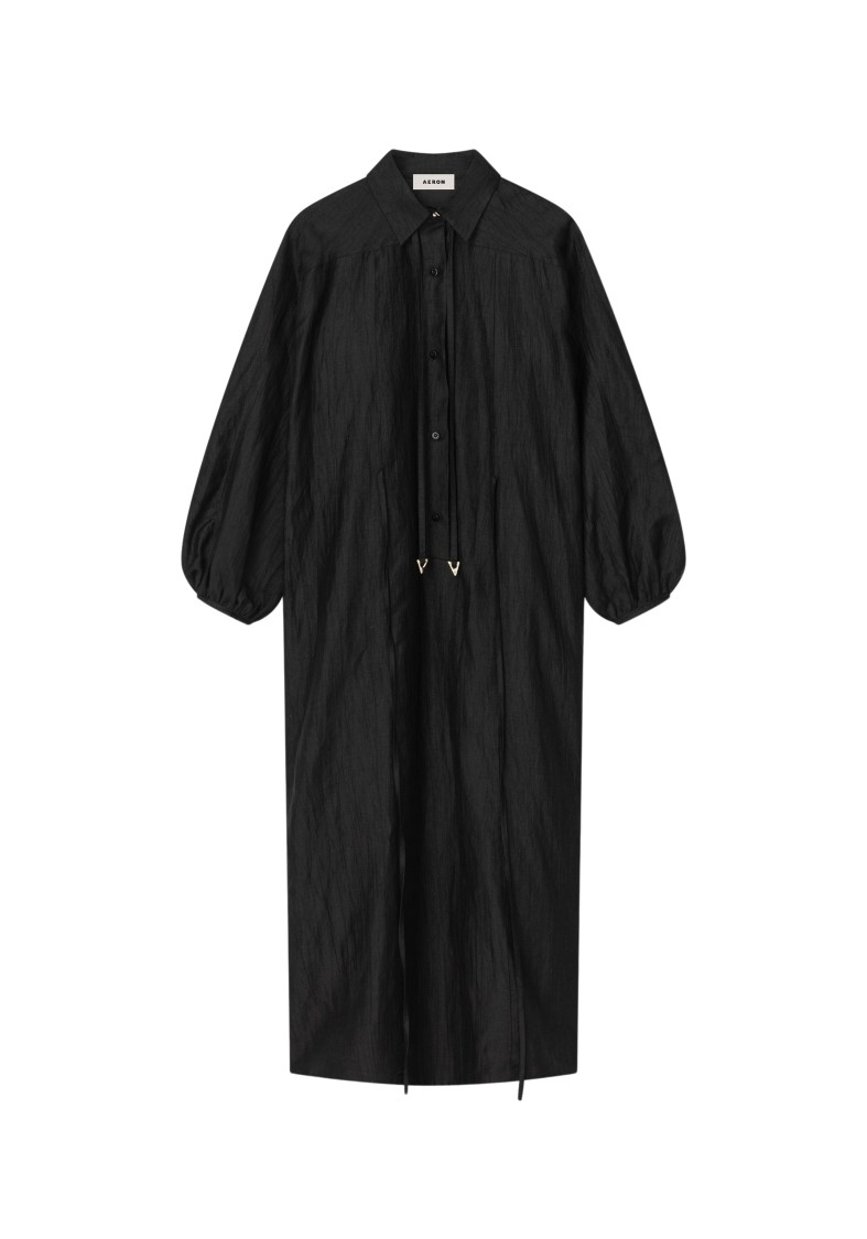 Shop Aeron Ann - Linen Shirt Dress In Black