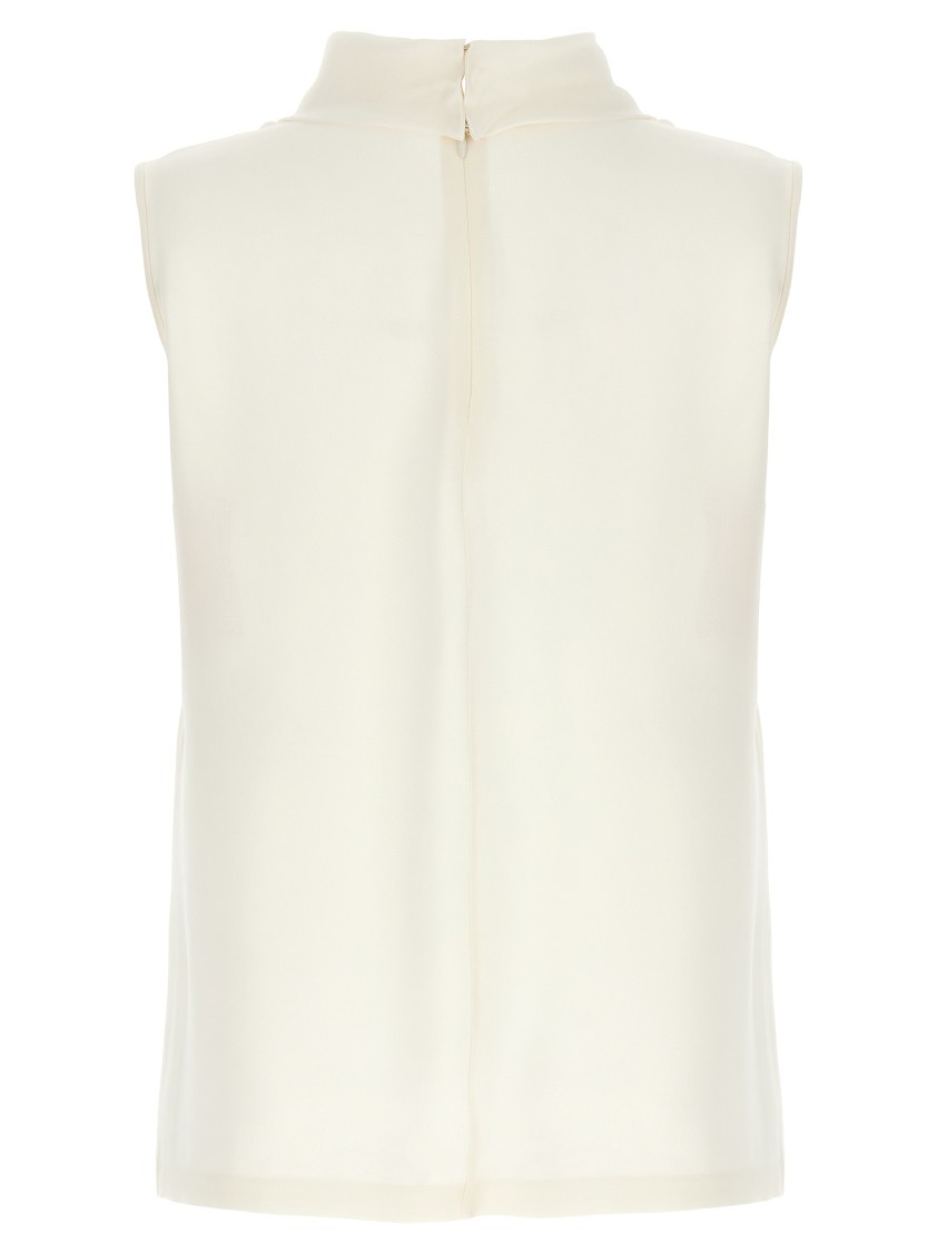 Valentino Garavani Silk Georgette Sleeveless Blouse With High Neck In White