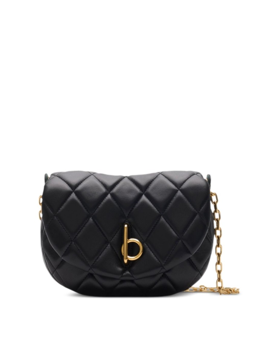 Burberry Rocking Medium Quilted Leather Shoulder Bag In Black