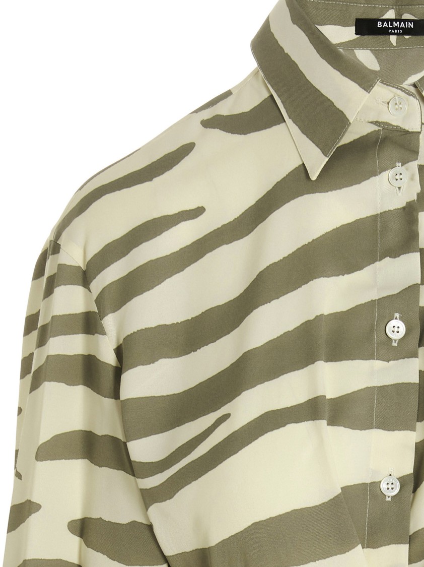 Balmain Multicolor Zebra Print Shirt In Green