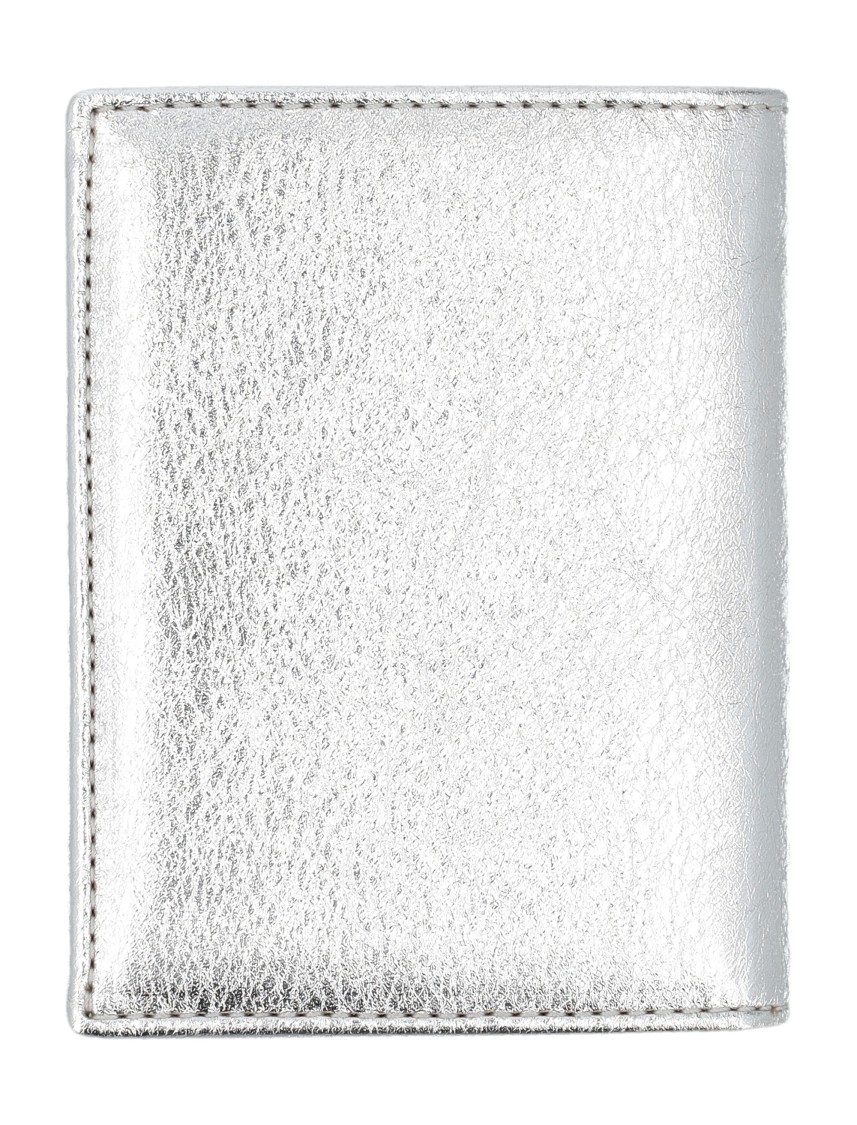 COMME DES GARÇONS COMME DES GARÇONS SILVER LEATHER CARDHOLDER WITH MULTIPLE CARD SLOTS