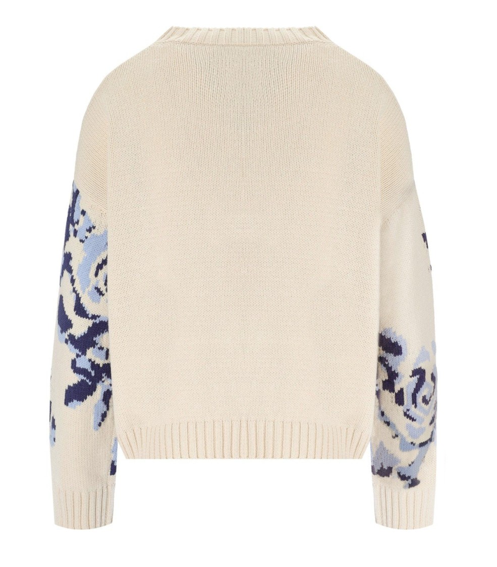 Max Mara Fabian Ivory Crewneck Sweater In Neutral